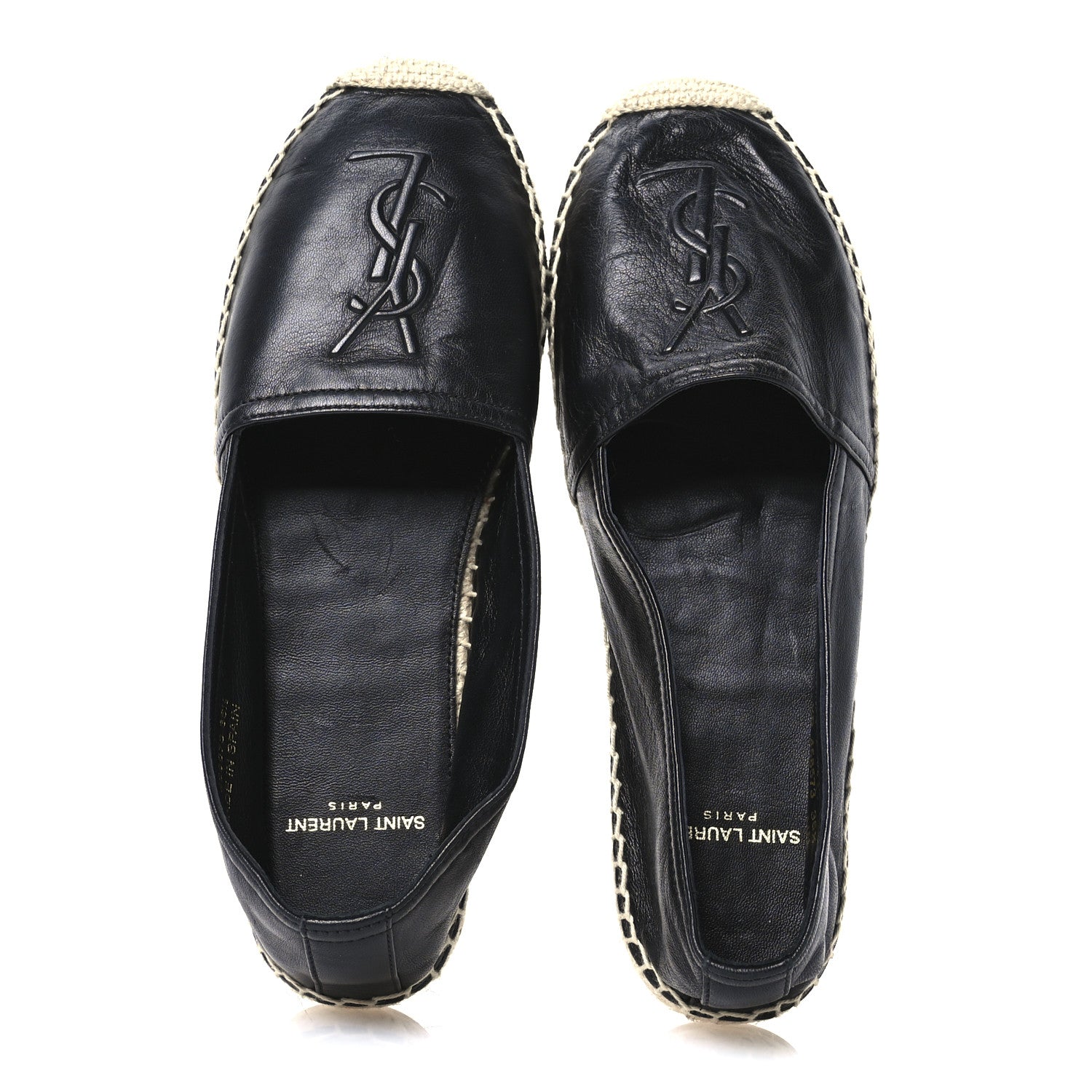 Saint Laurent Lambskin Monogram Espadrilles 36.5 Black 2 of 8