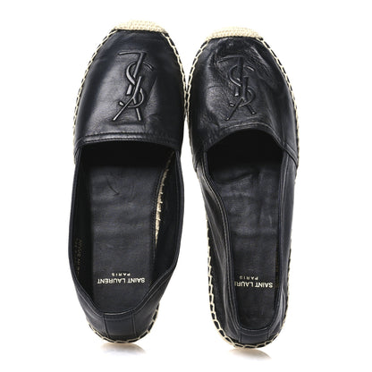 Saint Laurent Lambskin Monogram Espadrilles 36.5 Black 2 of 8