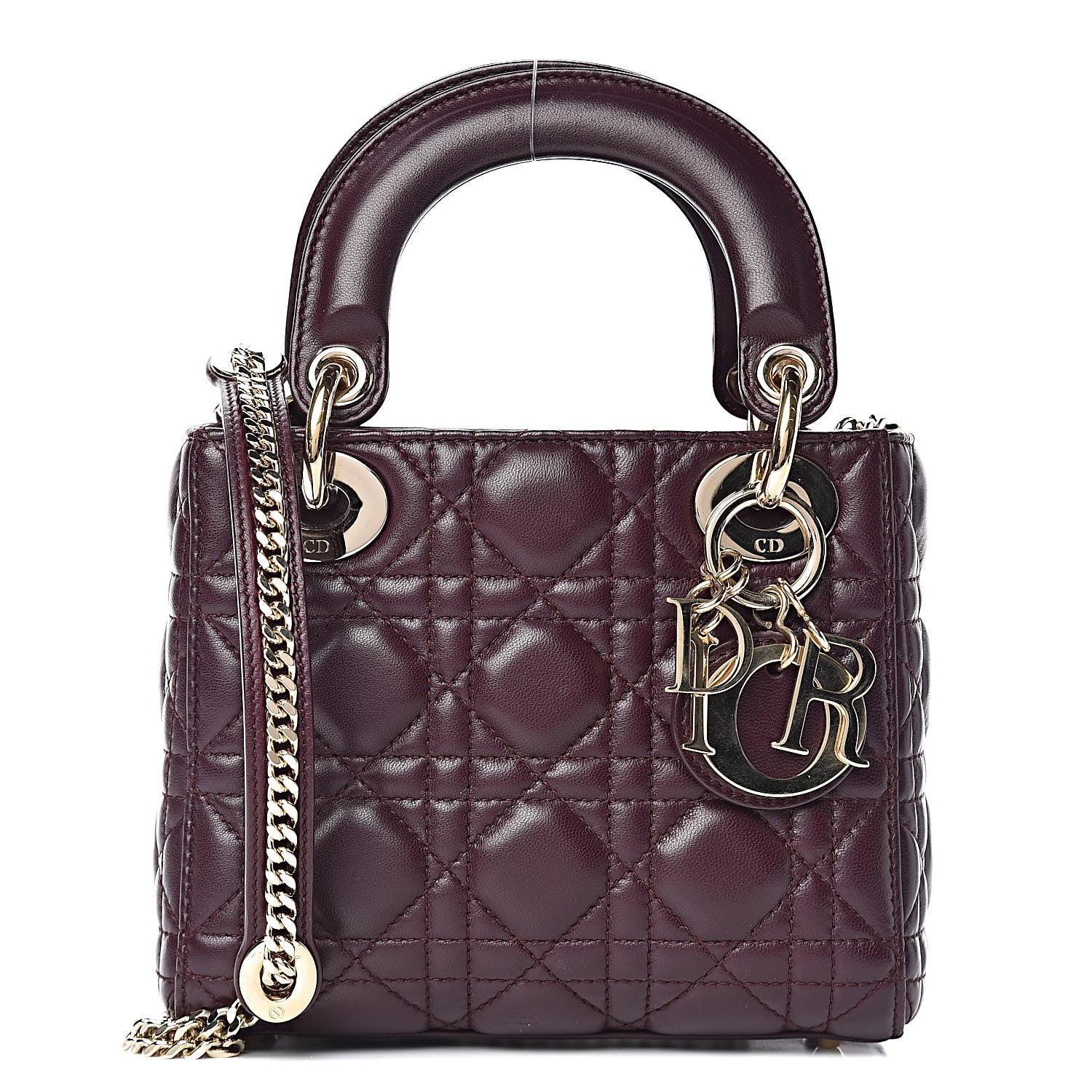 Christian Dior Lambskin Cannage Mini Lady Dior Plum 1 of 14