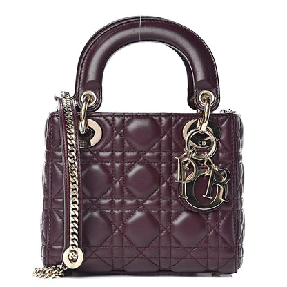 Christian Dior Lambskin Cannage Mini Lady Dior Plum 1 of 14