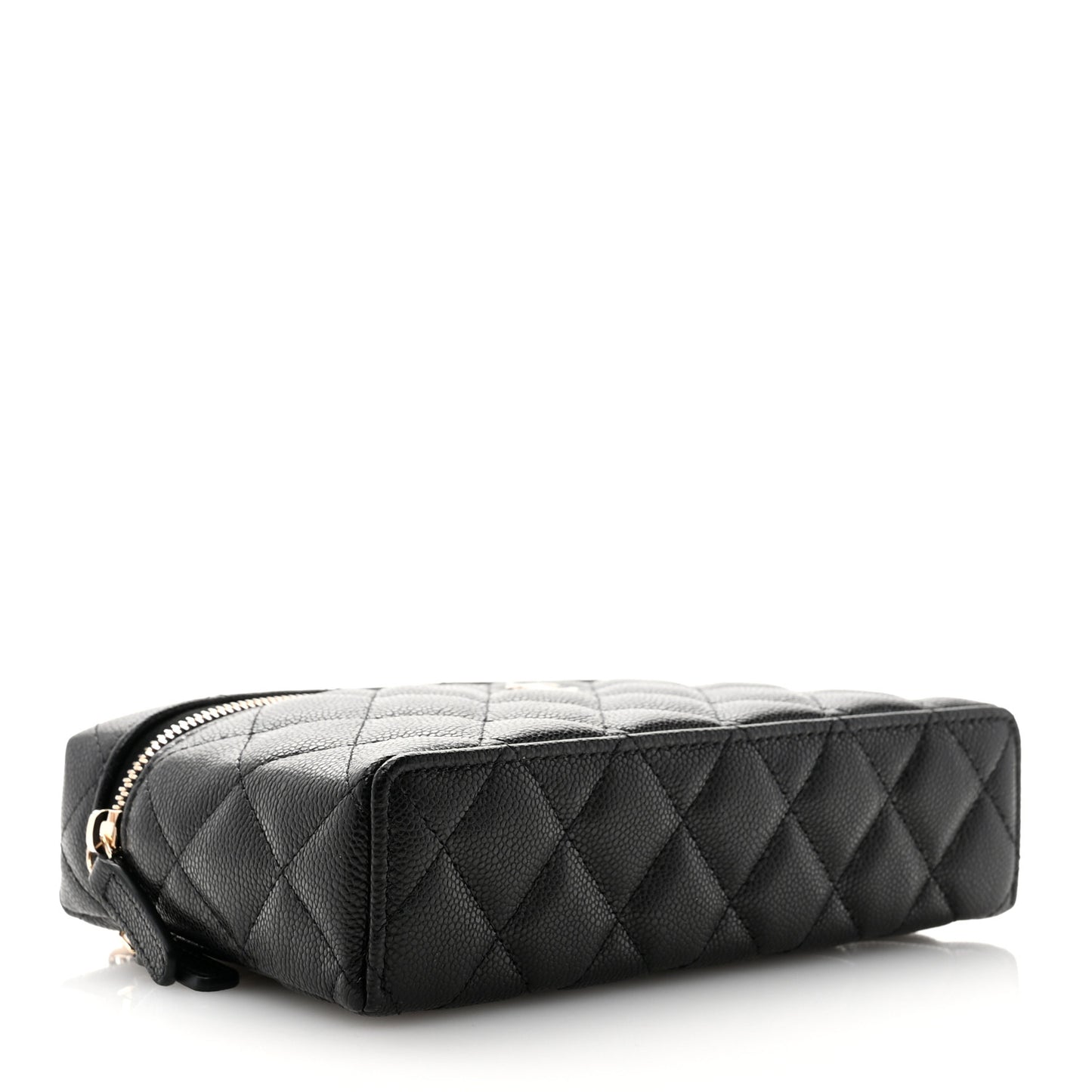 Caviar Quilted Top Handle Slim Vanity With Chain Black