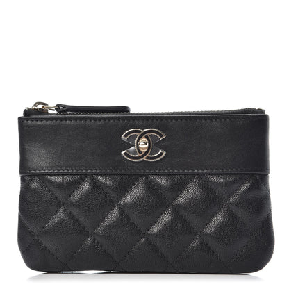 Chanel Sheepskin Quilted Small Vintage Mademoiselle Cosmetic Case Black 1 of 16