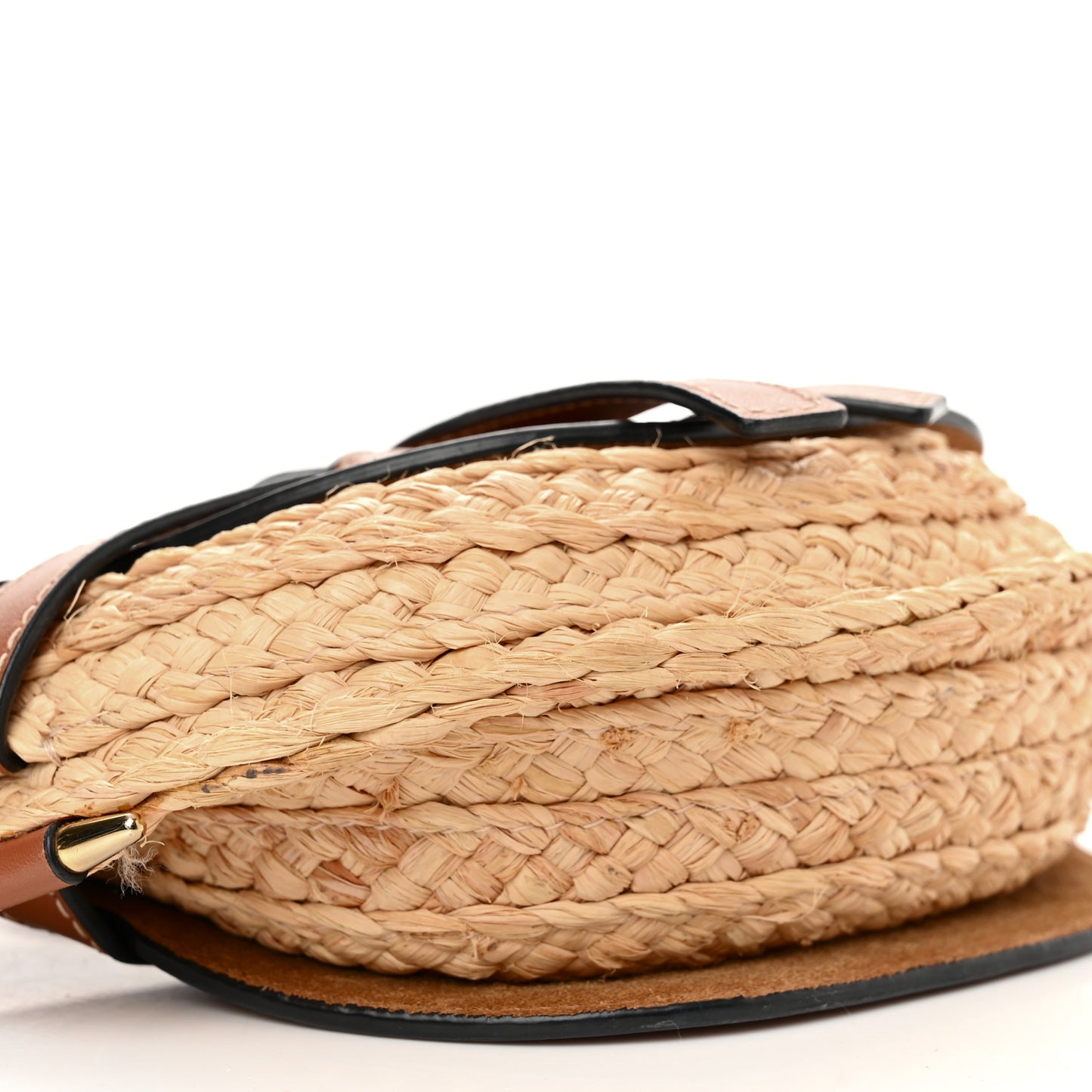 Calfskin Raffia Mini Gate Crossbody Bag Natural Tan