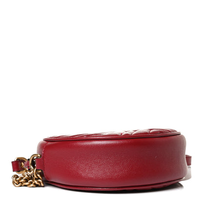 Gucci Glazed Calfskin Matelasse Heart Mini GG Marmont Round Shoulder Bag Romantic Cerise 4 of 10