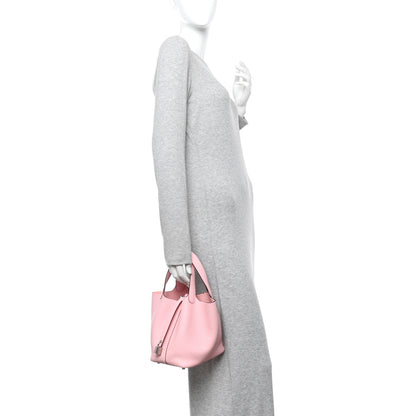 Hermes Taurillon Clemence Picotin Lock 18 PM Rose Sakura 2 of 11