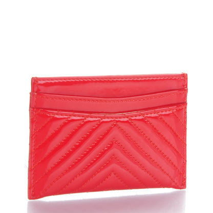 Chanel Patent Quilted Chevron Card Holder Red 3 of 8