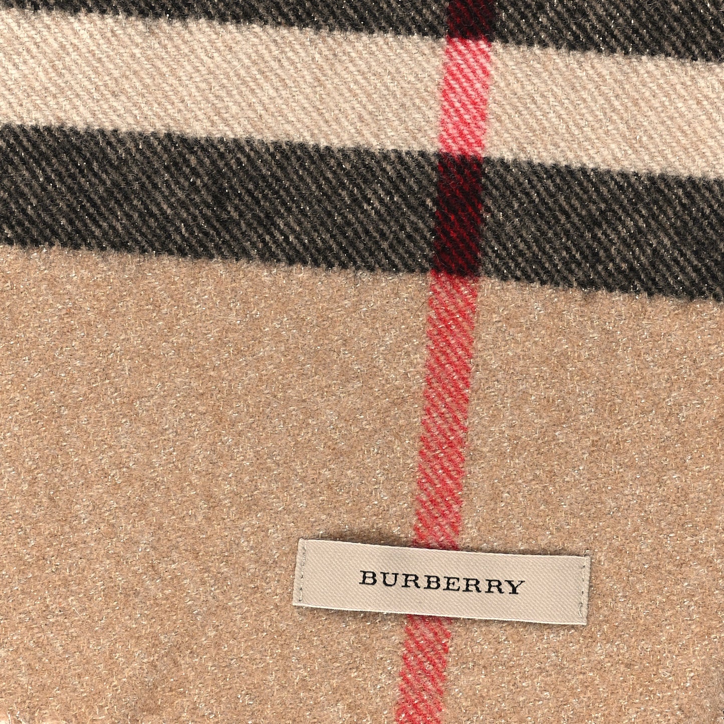 Cashmere Giant Heritage Check Fringe Scarf Camel