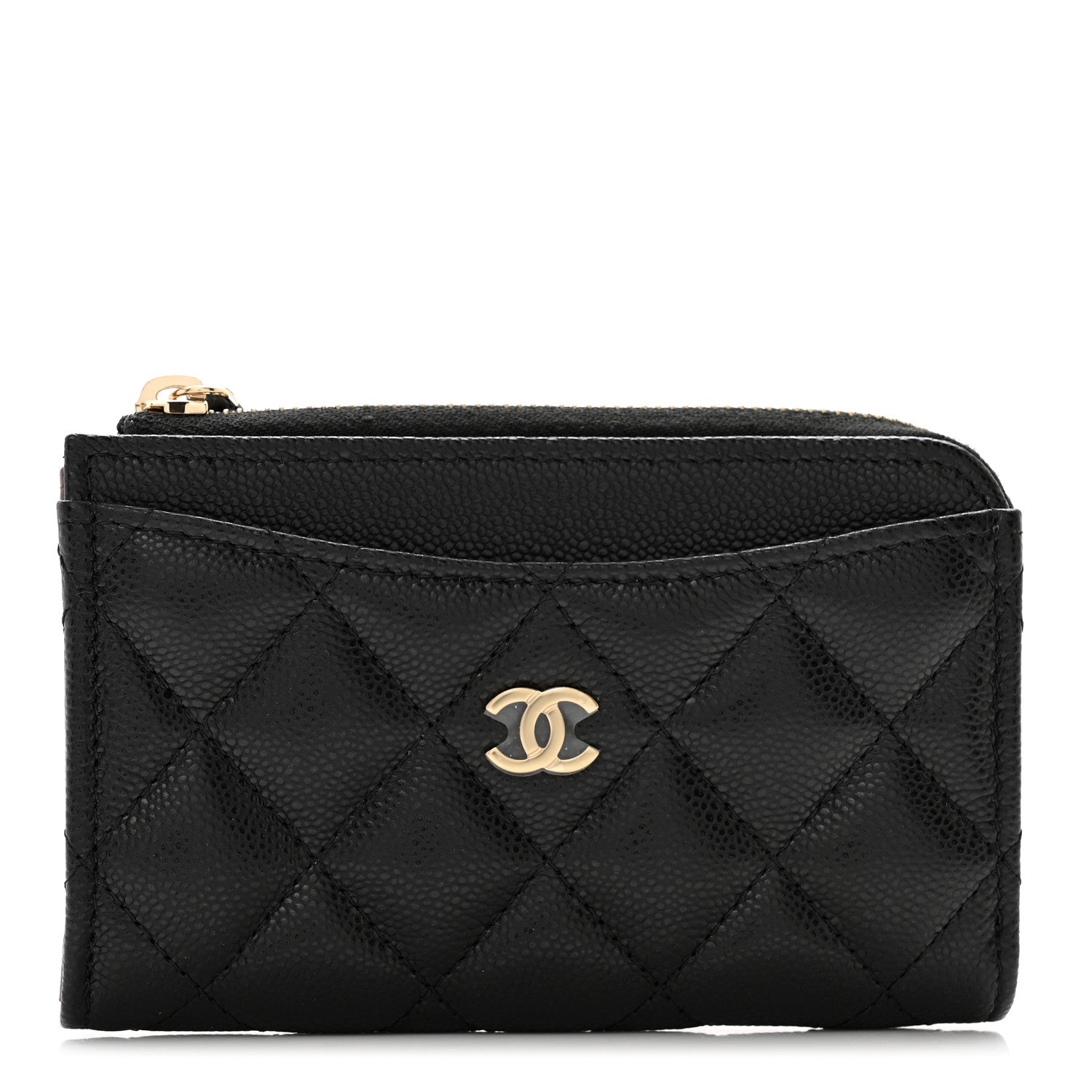 Chanel Caviar Quilted CC Zip Around Card Holder Black 1 of 8