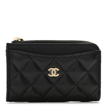 Chanel Caviar Quilted CC Zip Around Card Holder Black 1 of 8