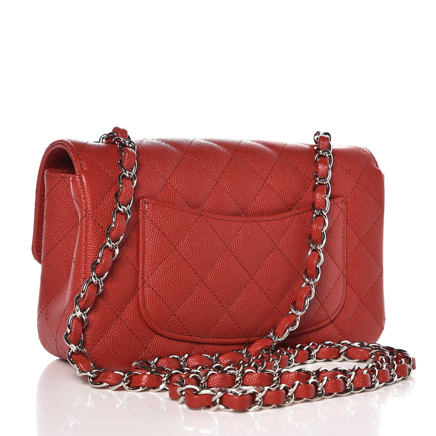 Caviar Quilted Mini Rectangular Flap Red
