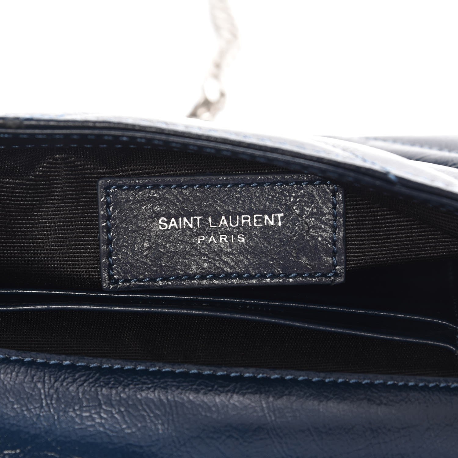 Saint Laurent Sheepskin Matelassé Monogram Classic Baby Punk Chain Bag Blue 6 of 7