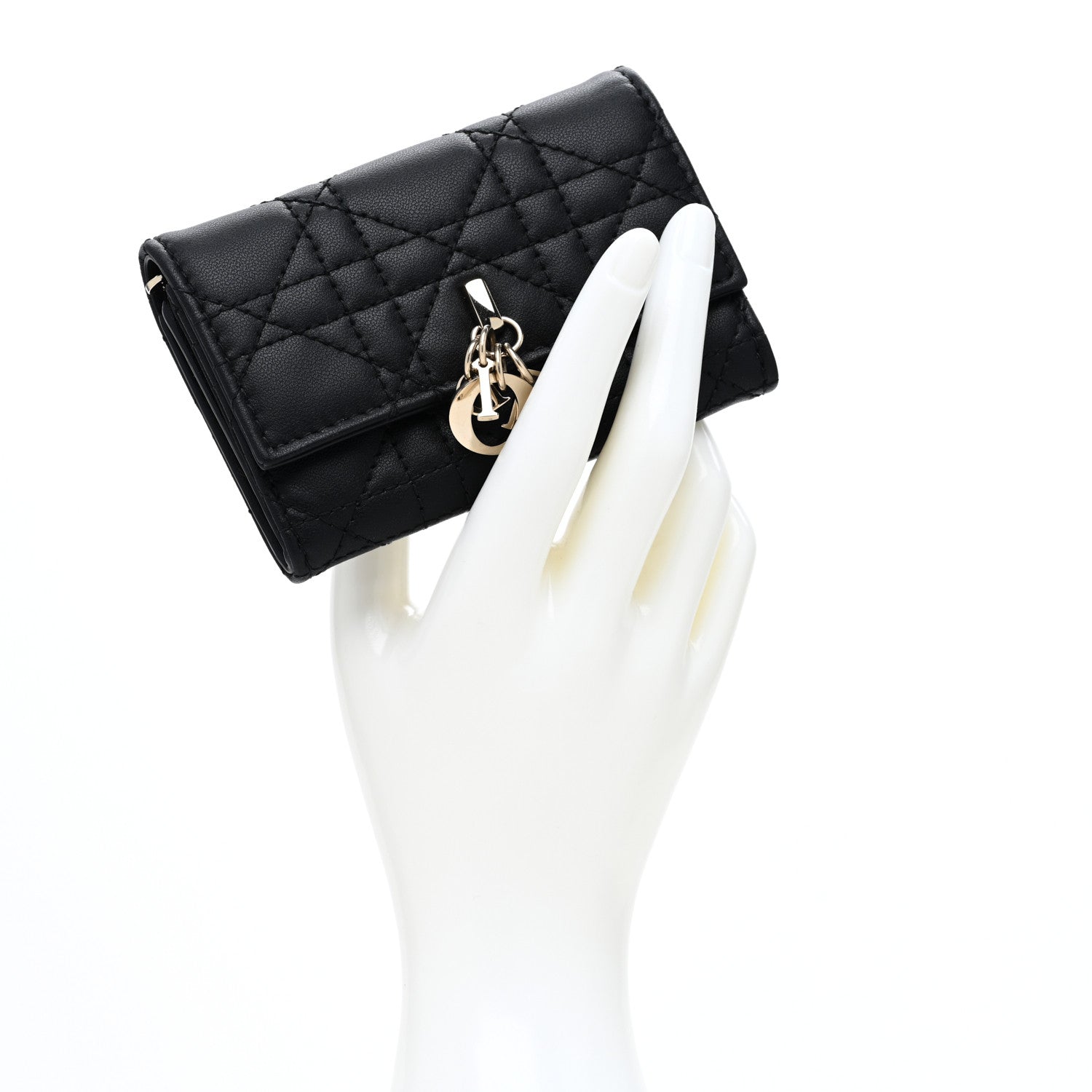 Christian Dior Lambskin Cannage My Dior Glycine Wallet Black 2 of 6