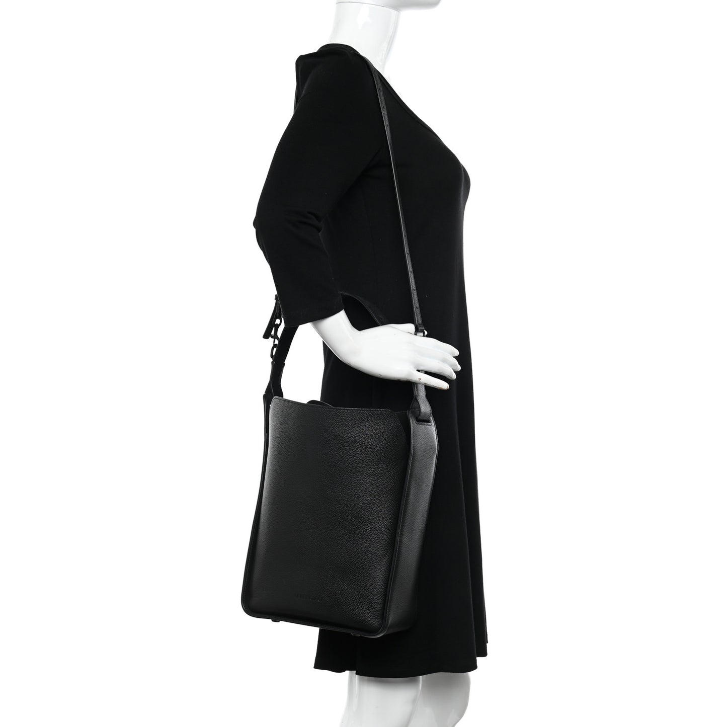 Calfskin Logo Embossed Small Tool 2.0 North-South Tote Black