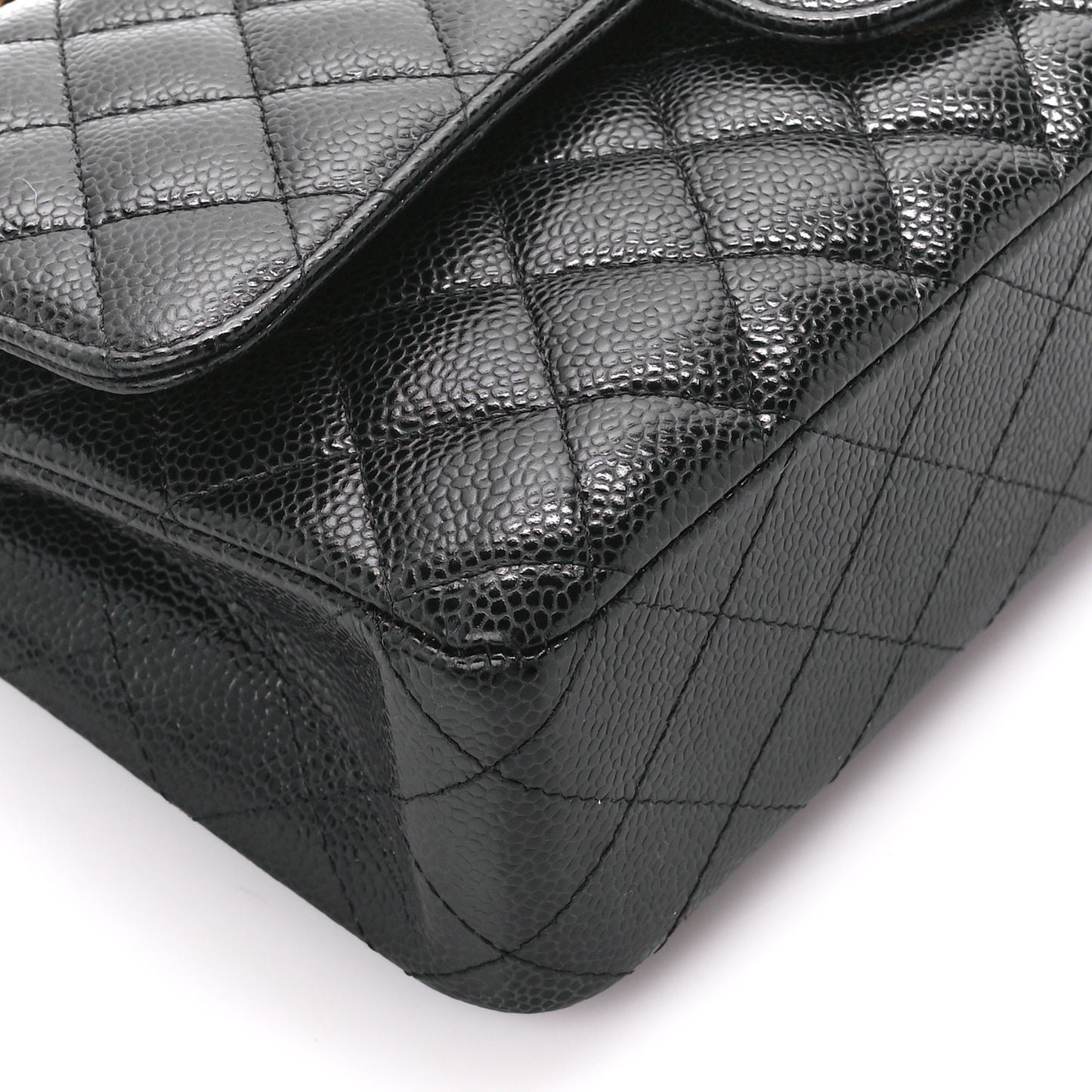 Caviar Quilted Medium Double Flap Black