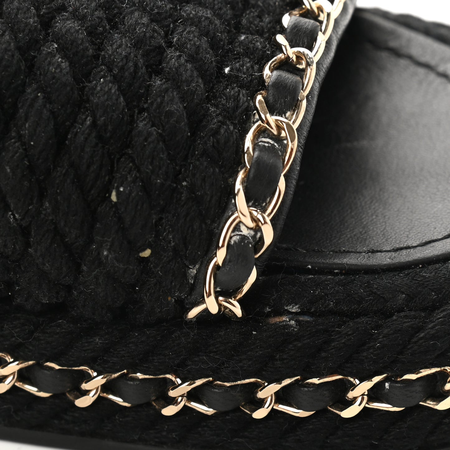Cord Braided Chain Slide Sandals 37 Black