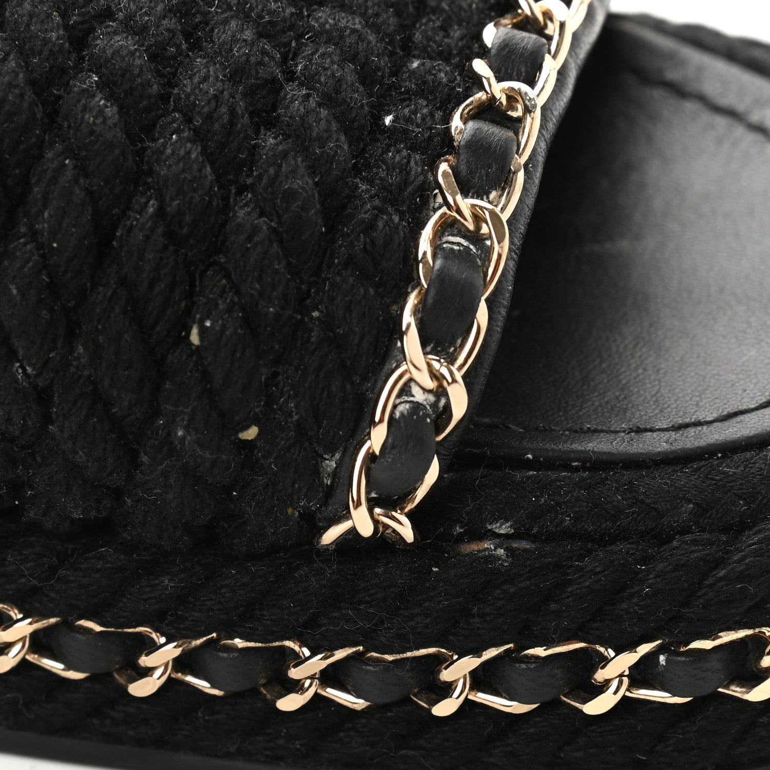 Chanel Cord Braided Chain Slide Sandals 37 Black 11 of 11
