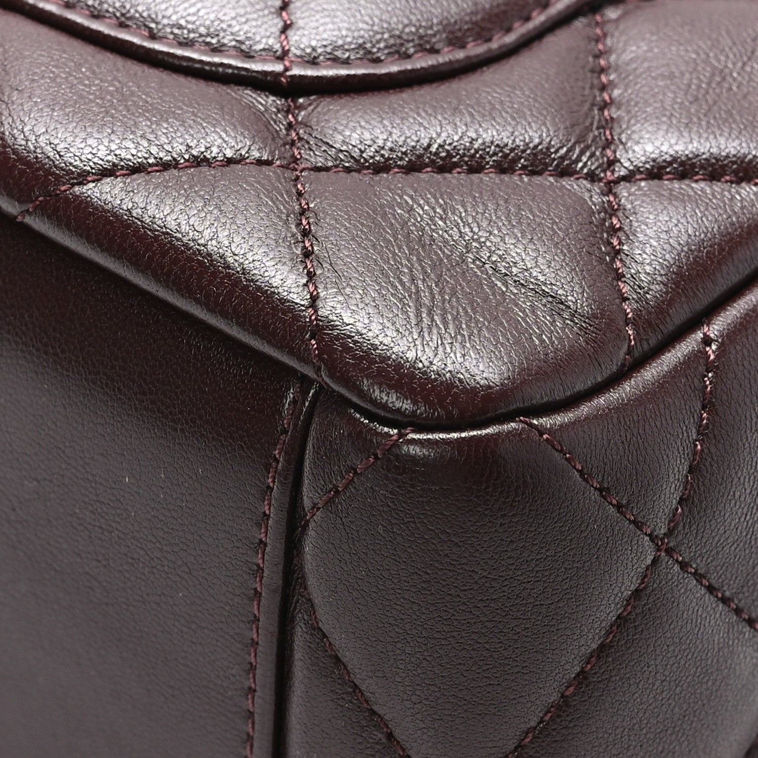 Chanel Lambskin Quilted Mini Wenge Wood Bowling Bag Burgundy 11 of 11