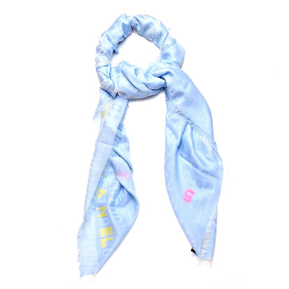 Chanel Silk Cashmere CC Square Scarf Light Blue 1 of 6