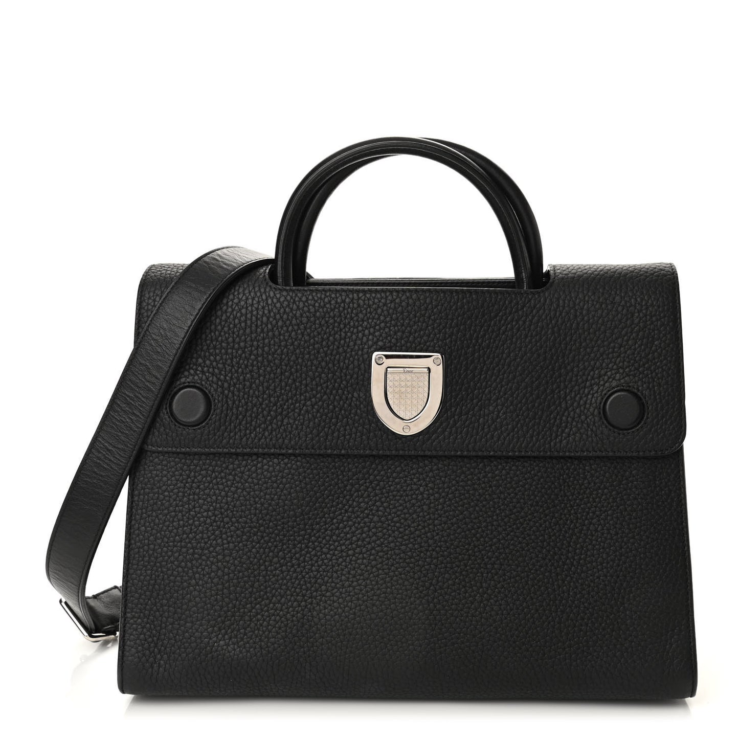 Grained Calfskin Medium Diorever Flap Black