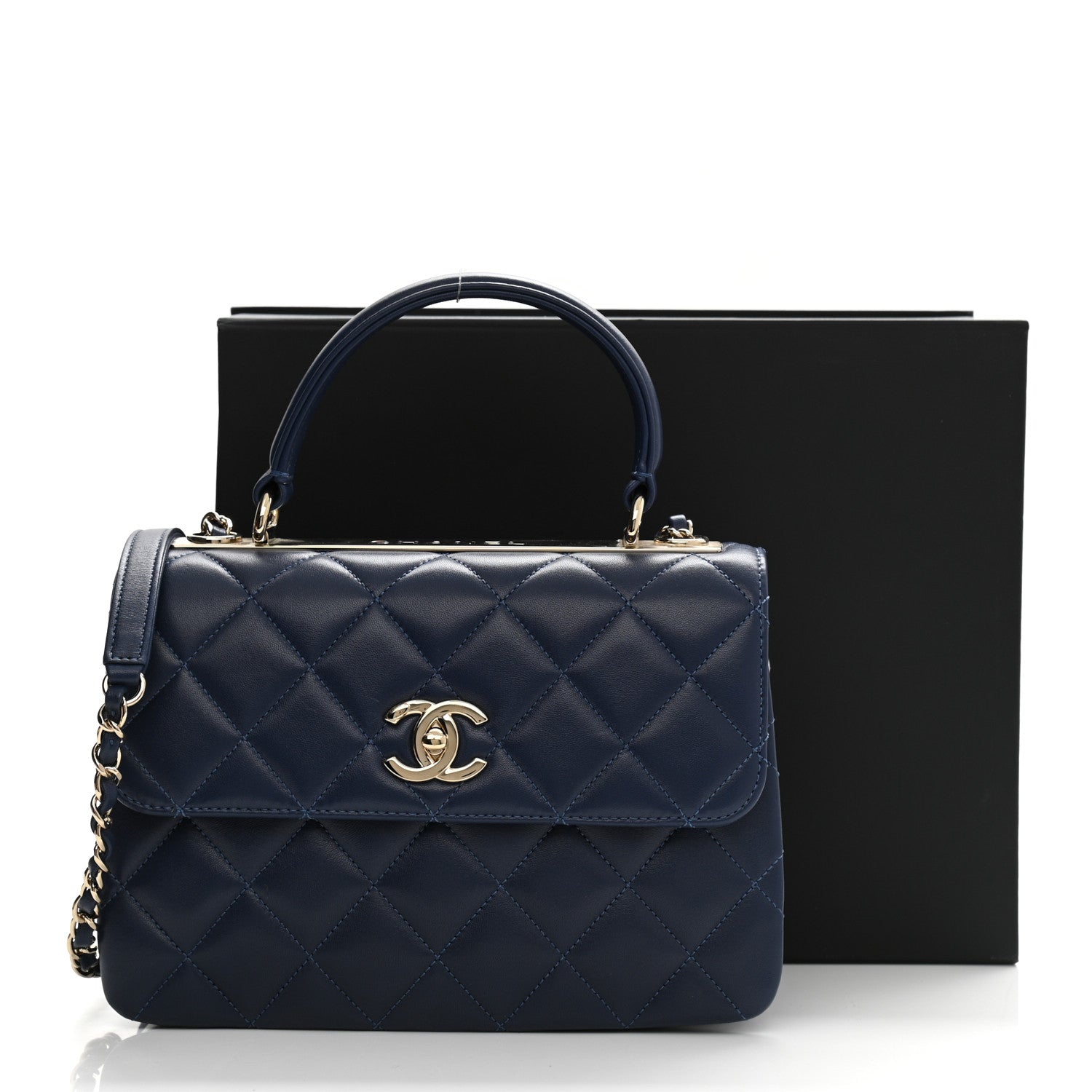 Chanel Lambskin Quilted Small Trendy CC Flap Dual Handle Bag Navy 9 of 9