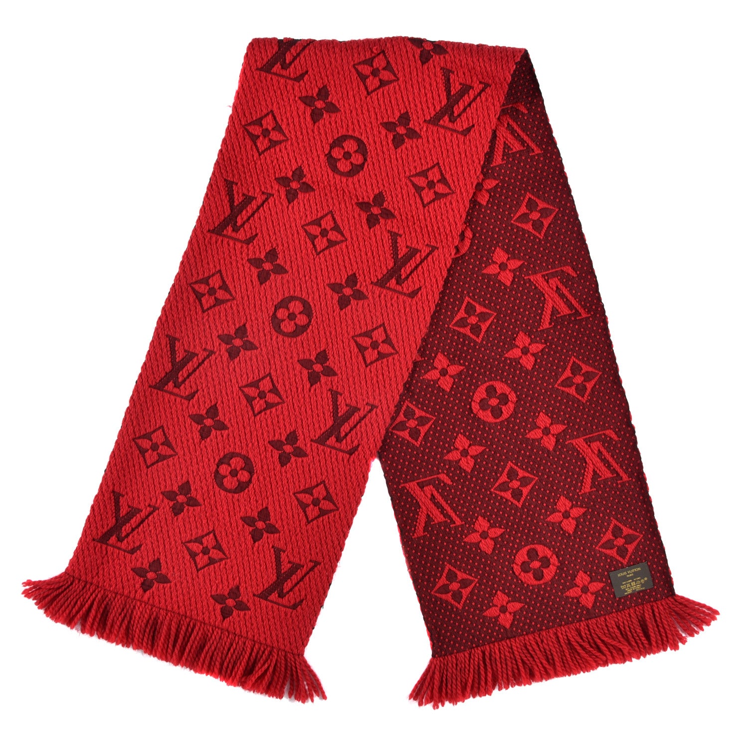 Louis Vuitton Wool Silk Logomania Scarf Rubis 2 of 3