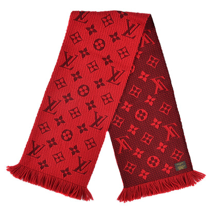 Louis Vuitton Wool Silk Logomania Scarf Rubis 2 of 3