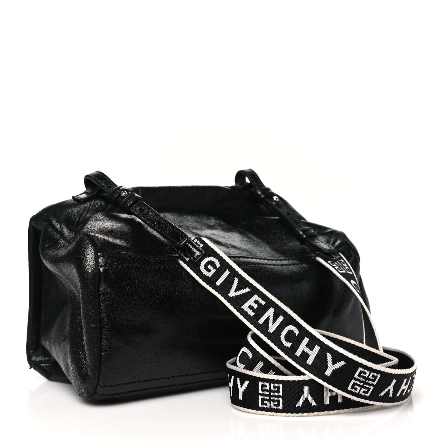 Crinkled Patent Deerskin Mini Pandora Black