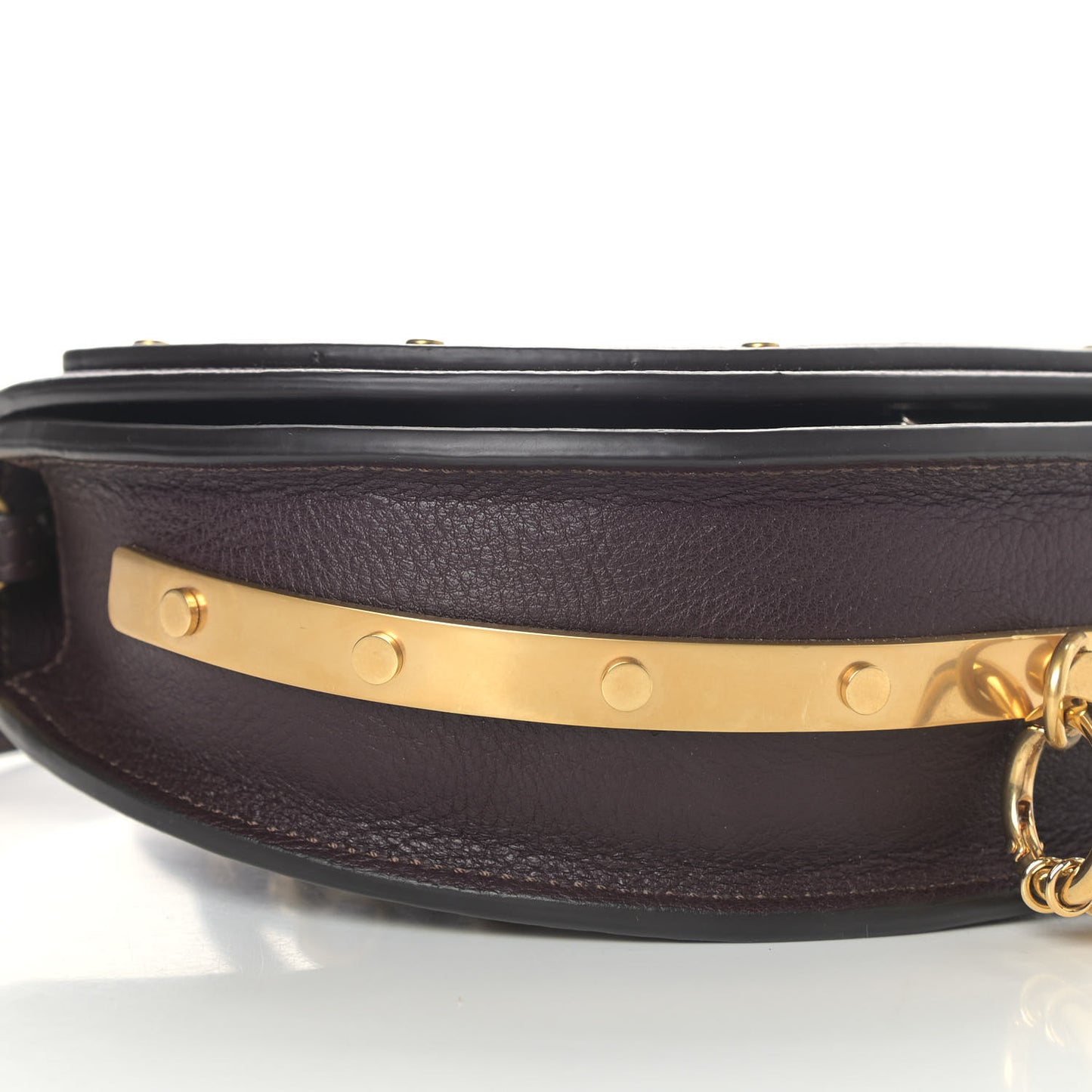 Calfskin Small Nile Bracelet Minaudiere Bag Carbon Brown
