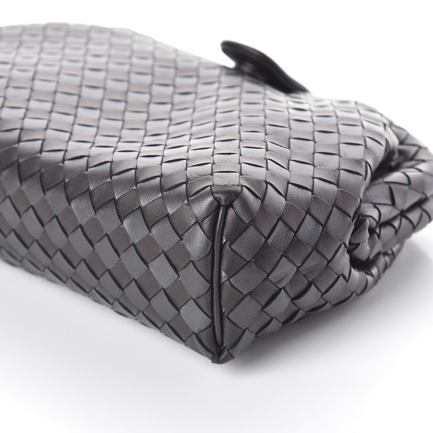 Metallic Nappa Intrecciato The Lauren 1980 Clutch Quetsche Antique Silver
