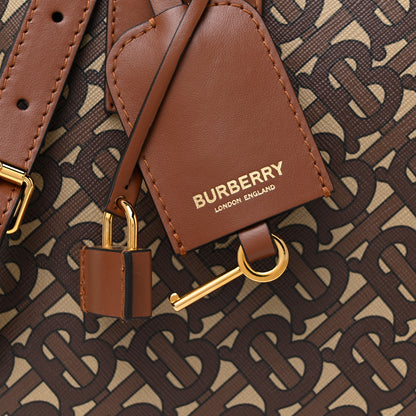 Burberry E-canvas Monogram Stripe Medium Cube Bowling Bag Bridle Brown 7 of 13