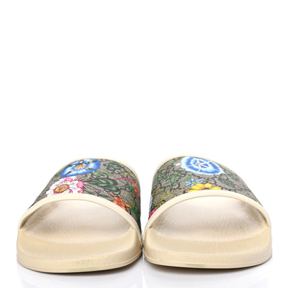 Gucci GG Supreme Monogram Flora Pursuit Slide Sandals 39 White 2 of 7