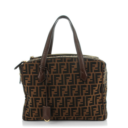 Fendi Zucca Vitello Artic Medium Double Zip Tote Tobacco Castagna 1 of 7
