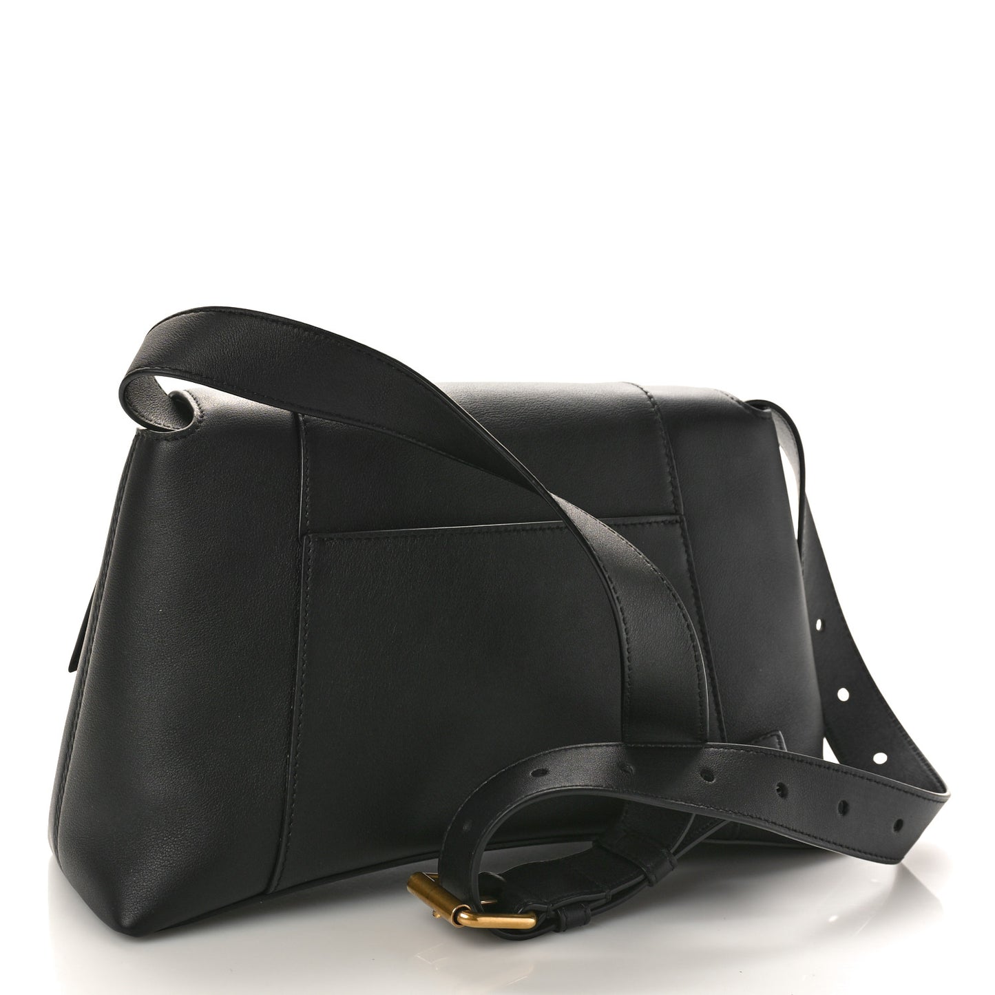 Semi Shiny Smooth Calfskin Small Downtown Shoulder Bag Black