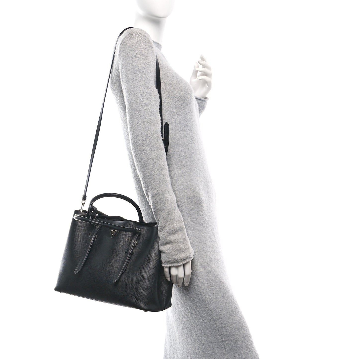 Saffiano Cuir Medium Double Handle Tote Black