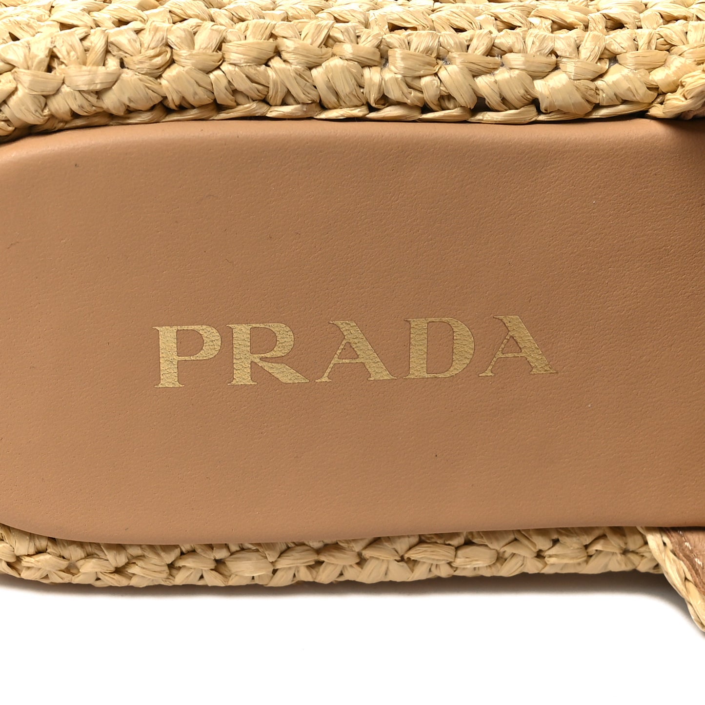 Raffia Metal Triangle Logo Woven Flatform 35mm Slide Sandals 37 Naturale