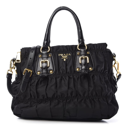 Prada Tessuto Nylon Nappa Gaufre Shopping Satchel Black 1 of 11