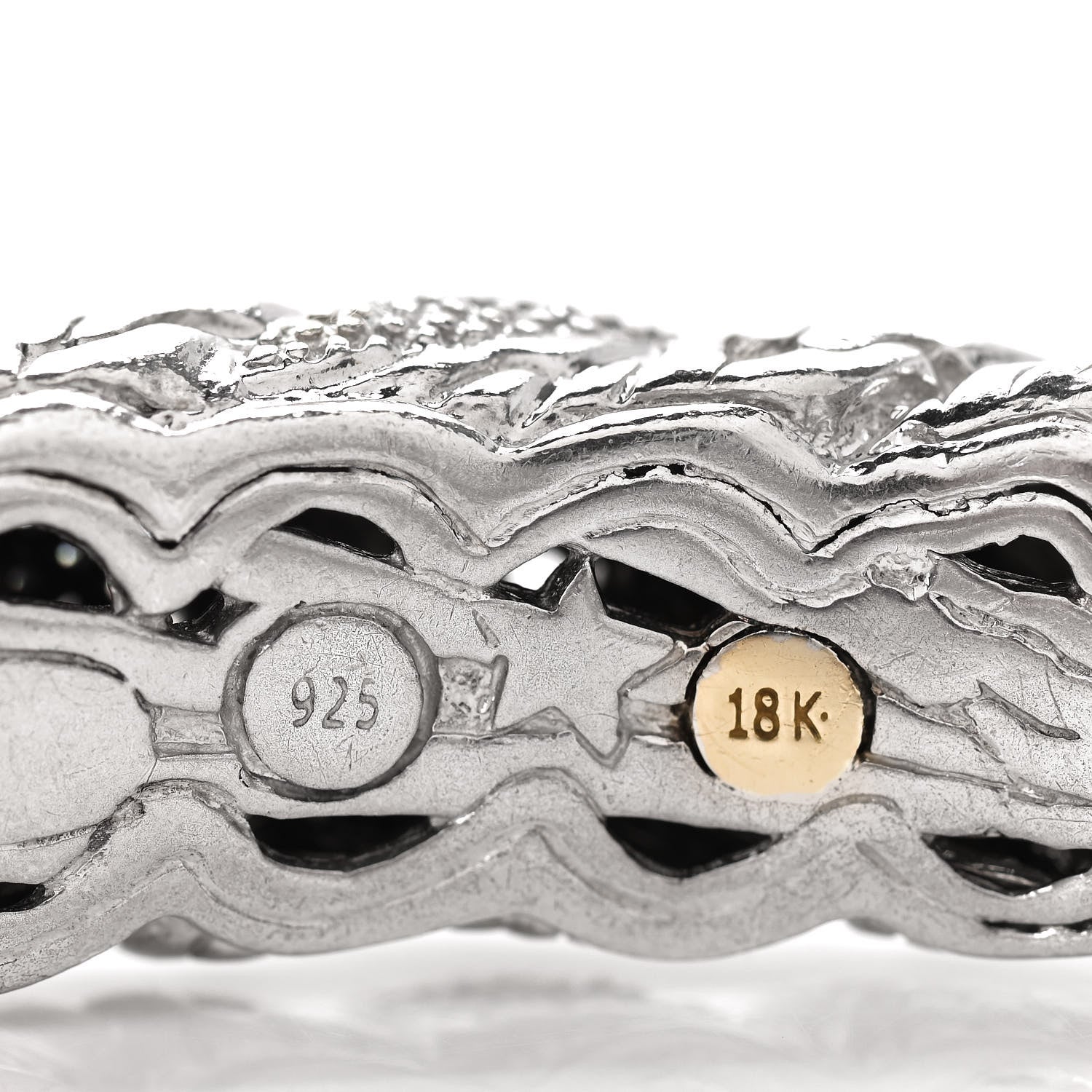 John Hardy Sterling Silver Diamond Classic Chain Cuff Bracelet 5 of 7