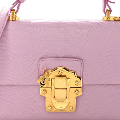Dolce & Gabbana Calfskin Iguana Embossed Lucia Top Handle Satchel Baby Pink 8 of 11