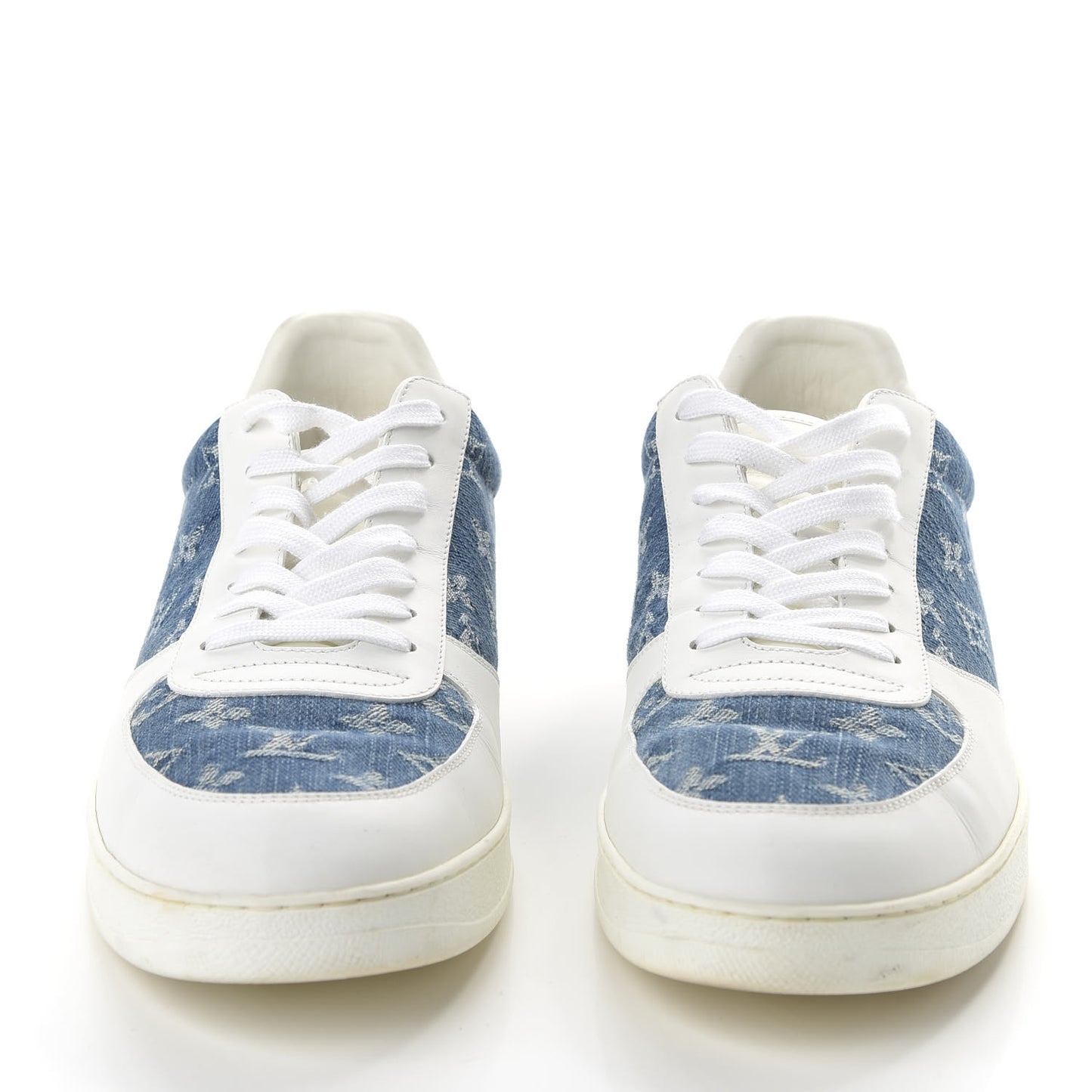 Calfskin Monogram Denim Rivoli Sneakers 11 White
