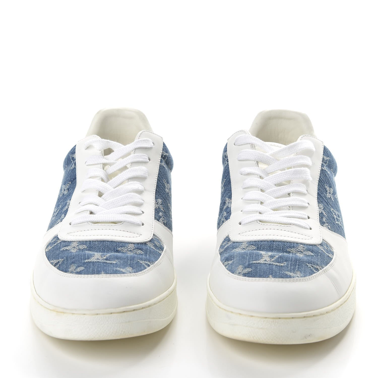 Louis Vuitton Calfskin Monogram Denim Rivoli Sneakers 11 White 2 of 8