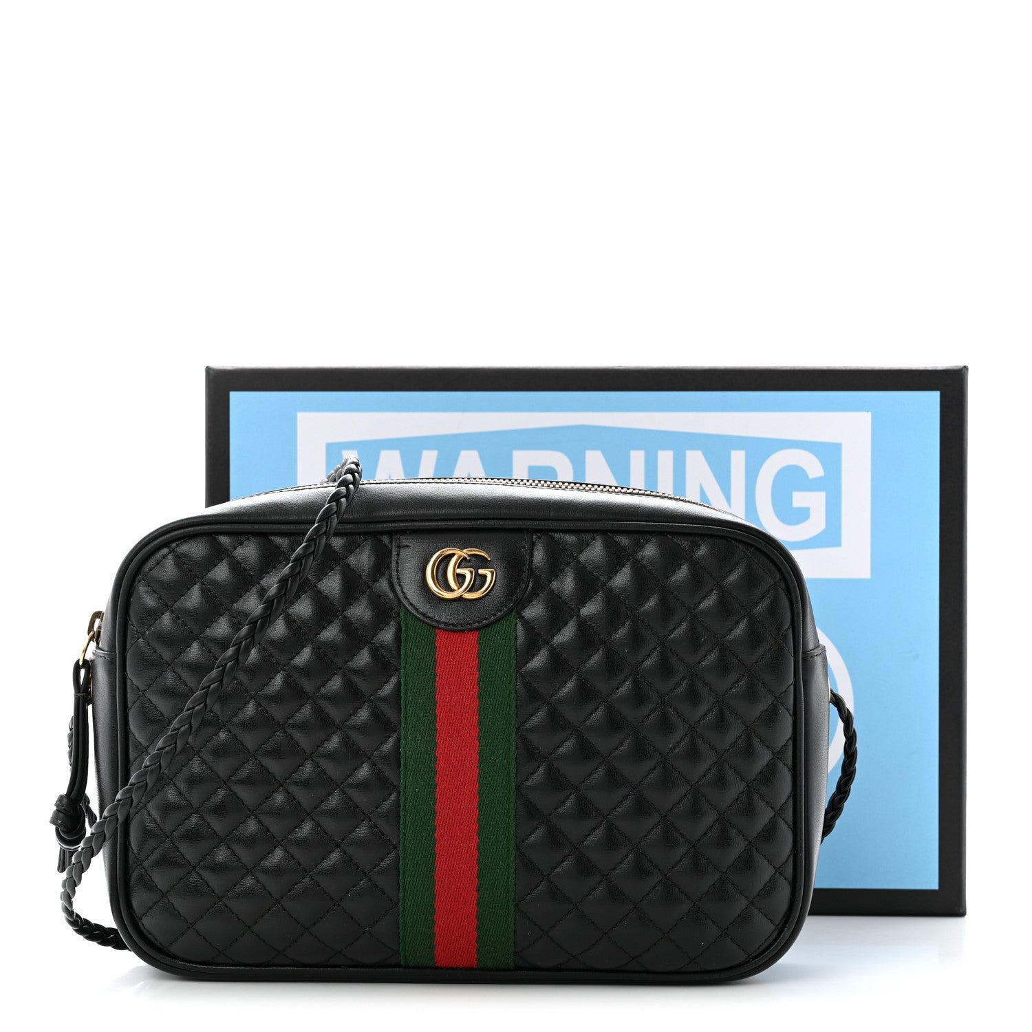 Gucci Calfskin Web Trapuntata Small GG Shoulder Bag Black 11 of 11