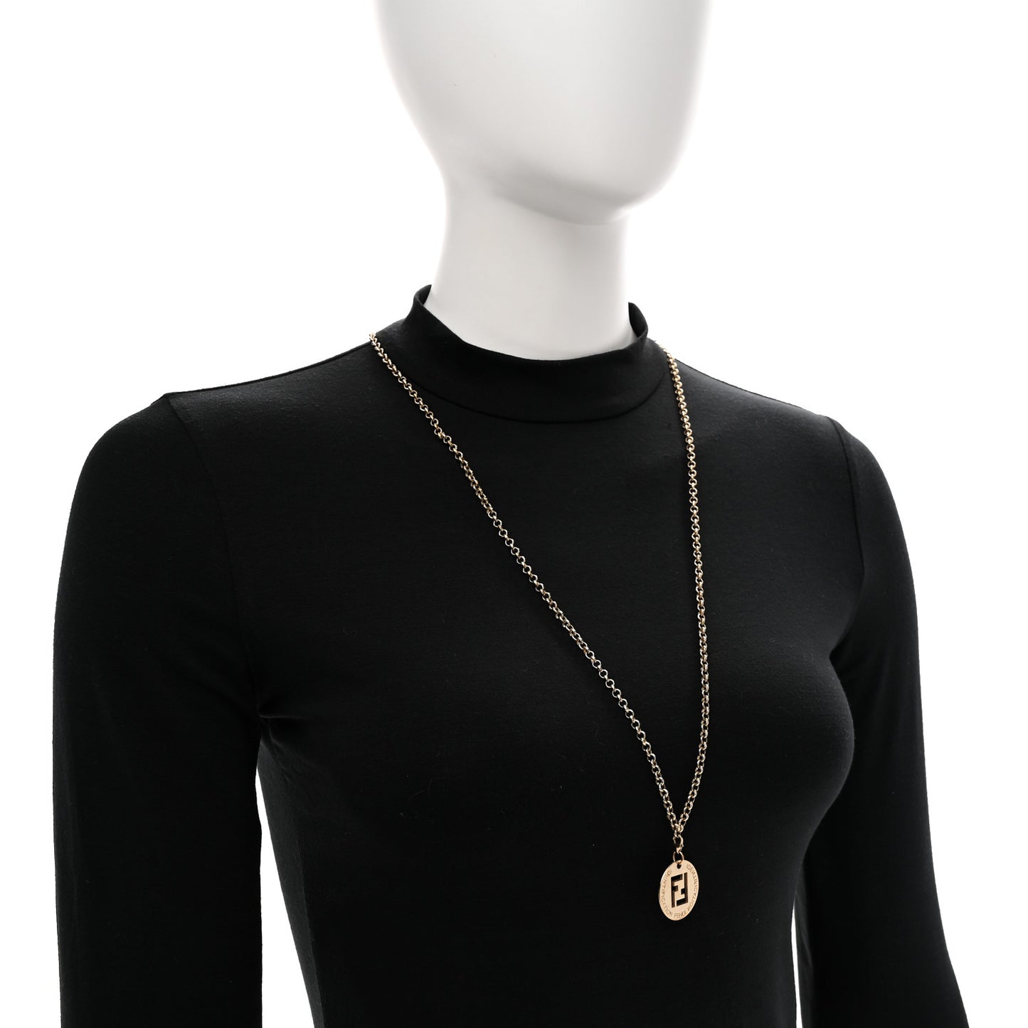 Metal FF Cutout Necklace Gold