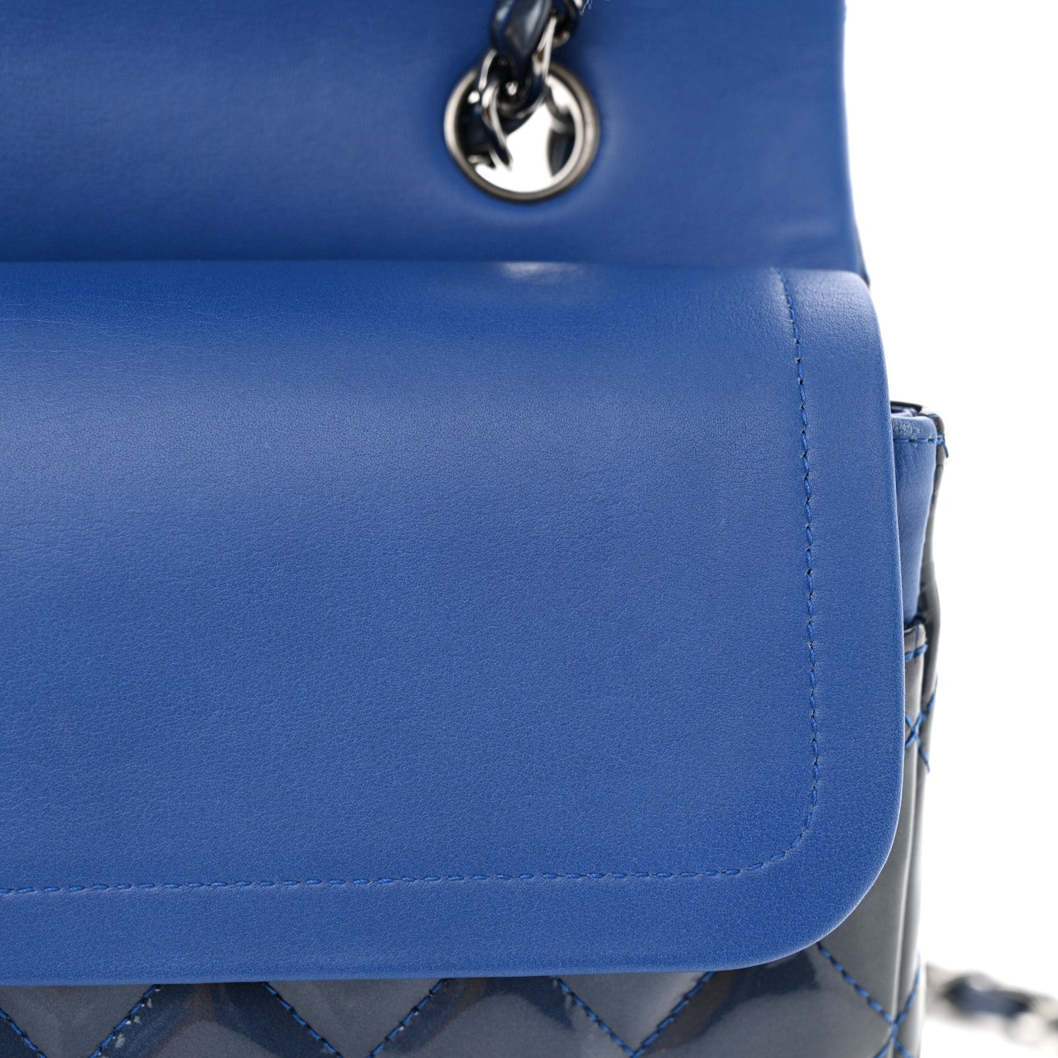 Chanel Patent Quilted Medium Double Flap Blue 12 of 12