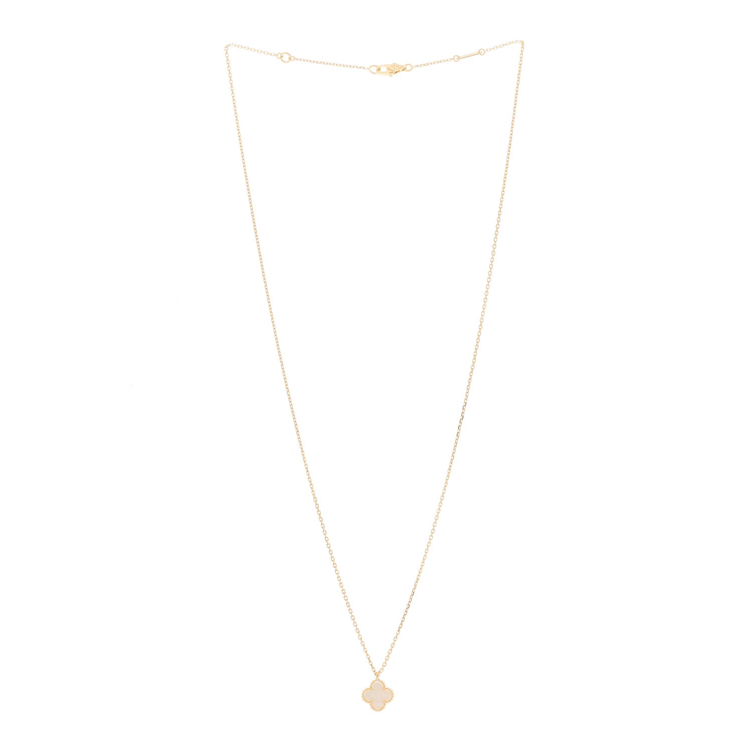 Van Cleef & Arpels 18K Yellow Gold Mother of Pearl Sweet Alhambra Pendant Necklace 2 of 6
