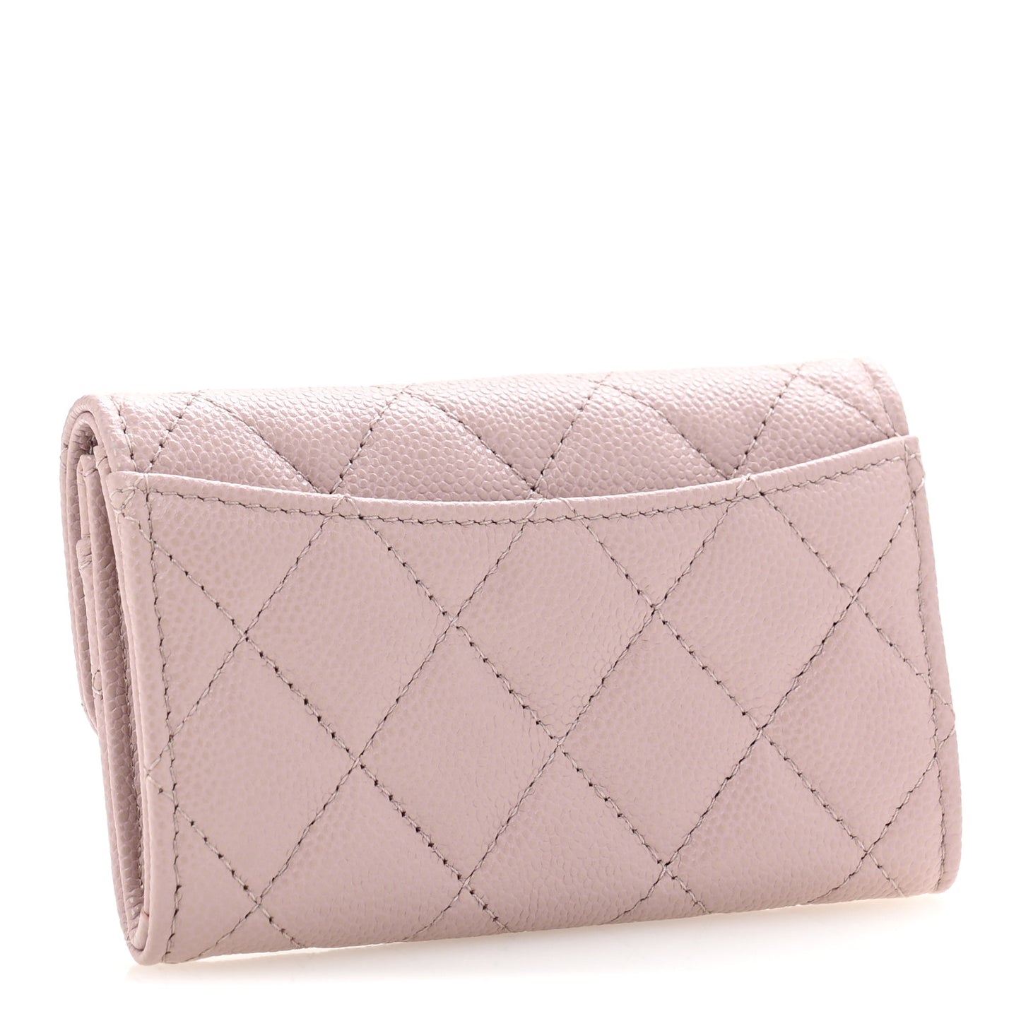 Caviar Quilted Flap Card Holder Wallet Light Pink