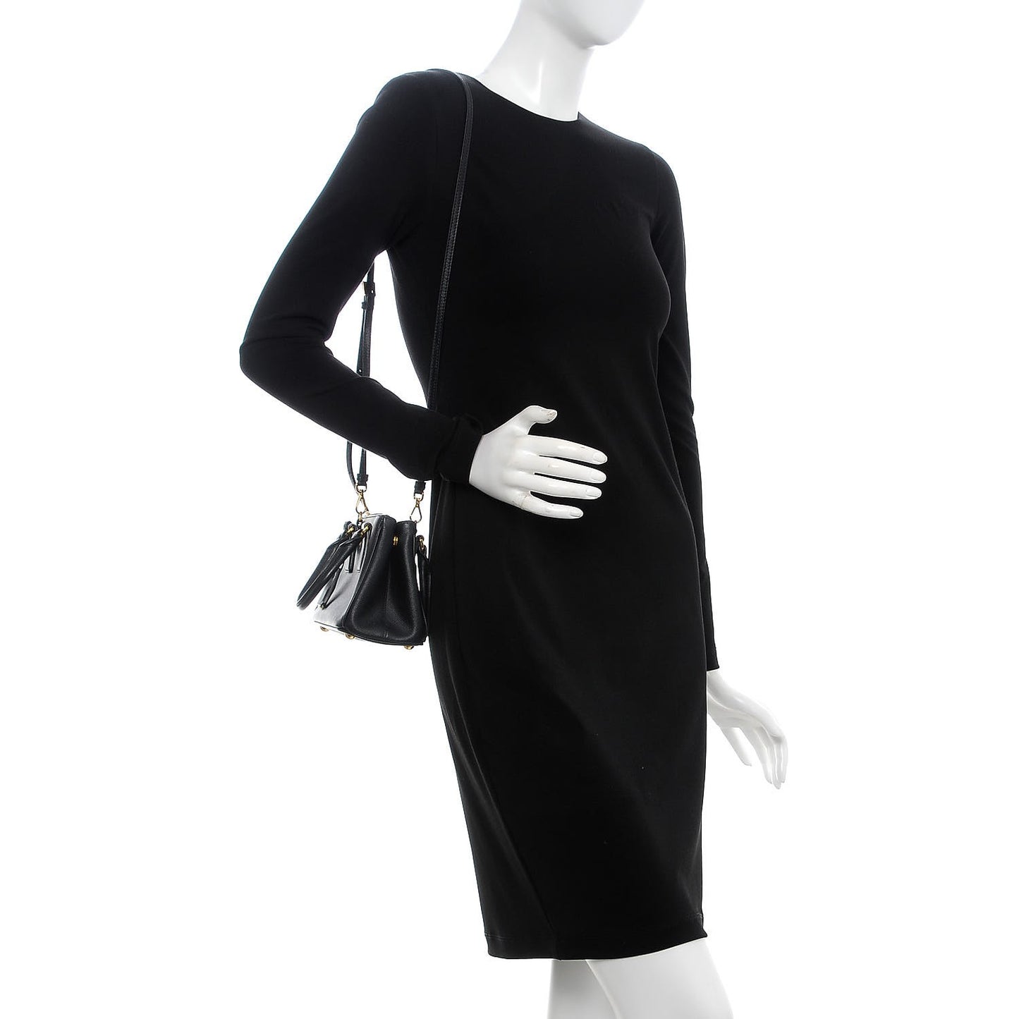 Saffiano Lux Mini Galleria Double Zip Tote Black