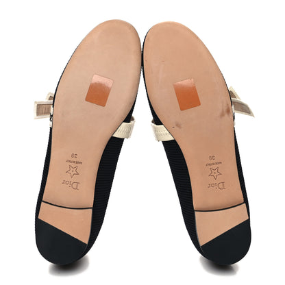 Christian Dior Fabric Ribbon Embroidered J'Adior Ballet Flats 39 Black 5 of 8