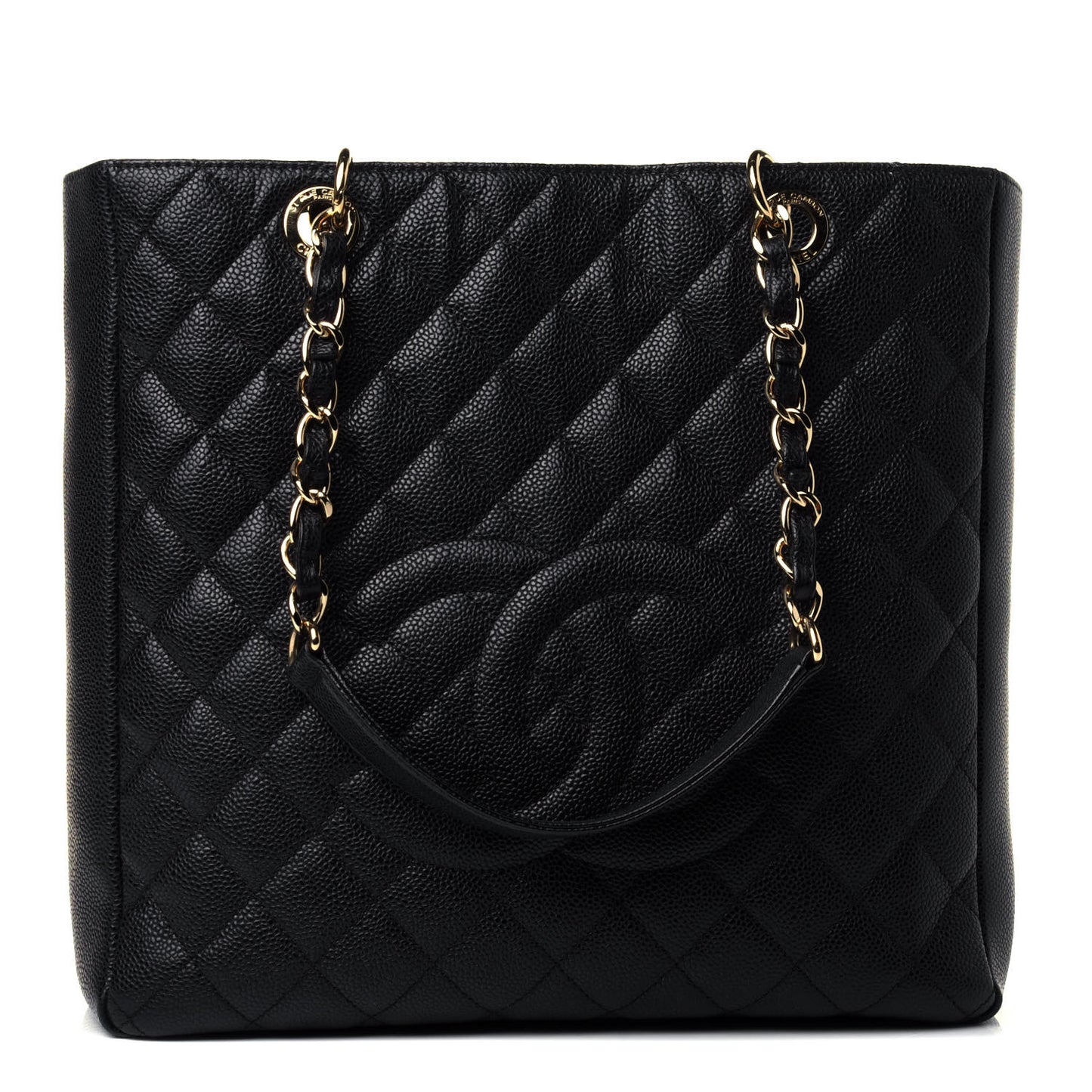Caviar Quilted Vertical Grand Shopping Tote GST Black