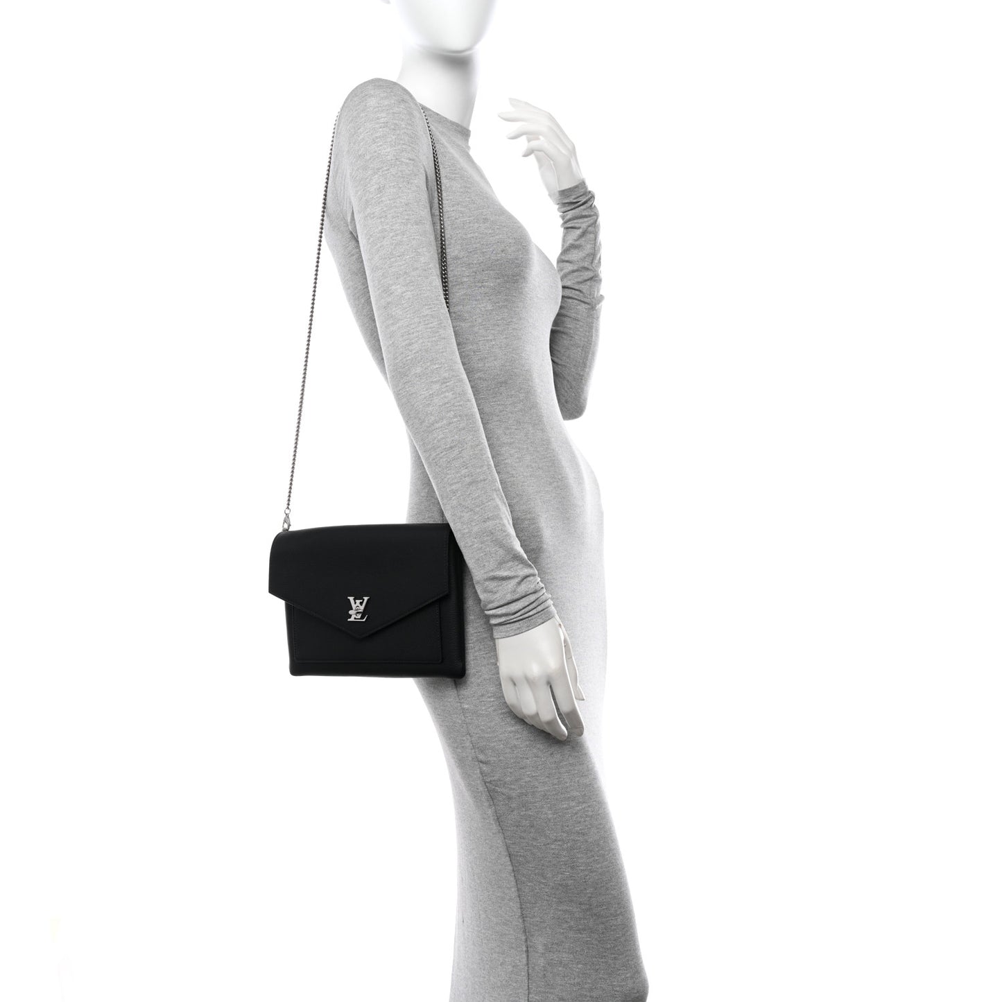 LOUIS VUITTON Soft Calfskin My Lockme Chain Pochette Black