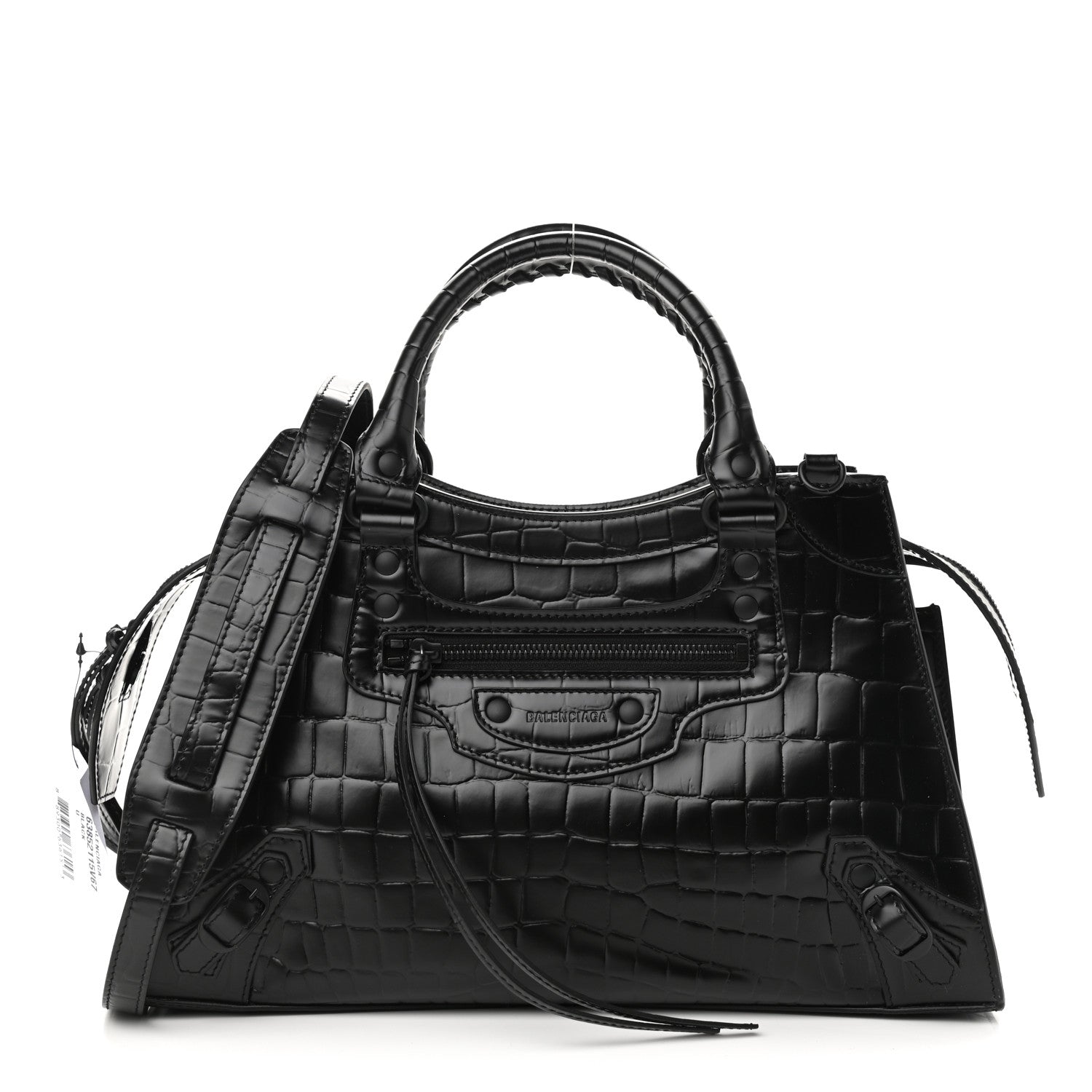Balenciaga Semi Shiny Calfskin Crocodile Embossed Neo Classic Black Hardware S City Black 1 of 9